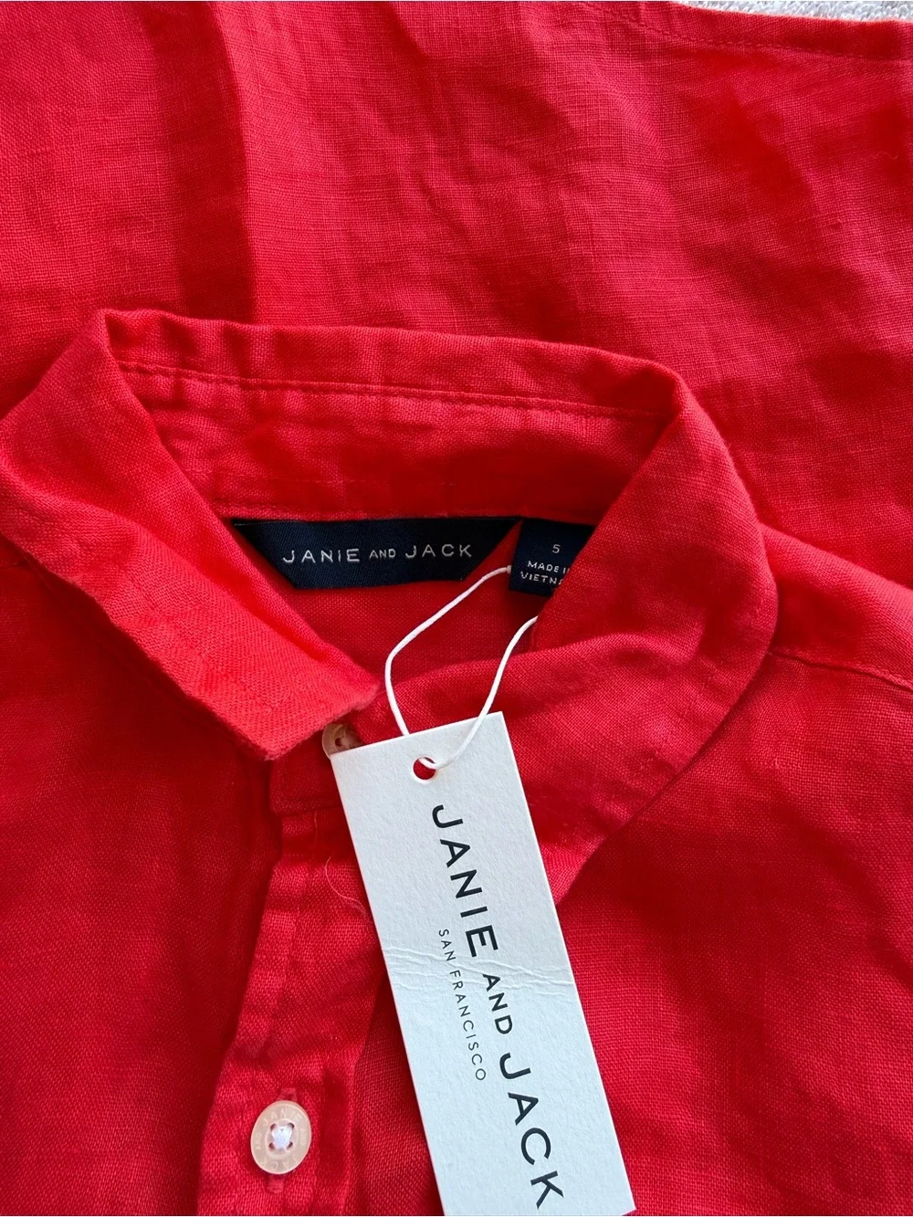 New Janie and Jack Toddler Summer Linen Button Down Shirt Size: 5